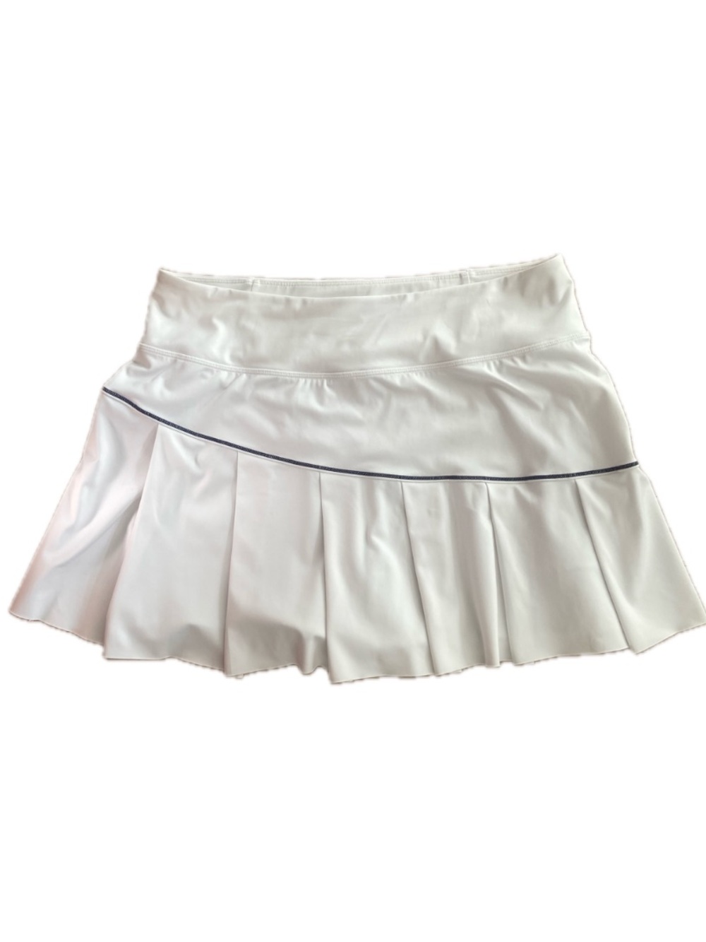ATHLETA Serve Pleated Skort Large White Black Trim Tennis Pickleball Golf EUC